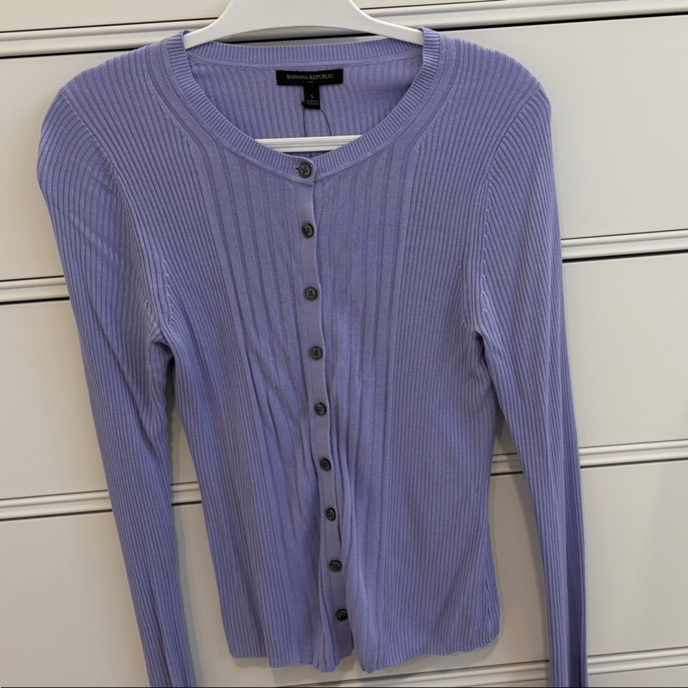 Banana Republic Factory Orchid Purple Ribbed Cardigan